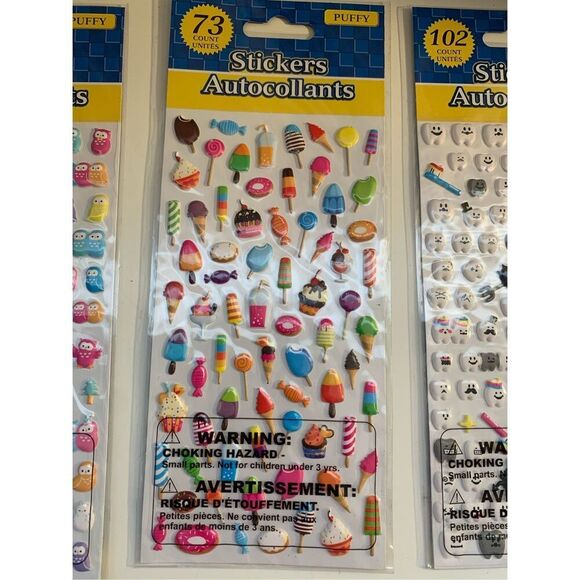 Scrapbooking PUFFY STICKERS Sweets Treats Crafting-Lot of 5 Packs-NEW School/Art - Picture 1 of 7